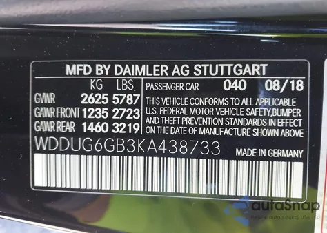 2019 Mercedes-Benz S 450 z USA, uszkodzony, nr VIN WDDUG6GB3KA438733